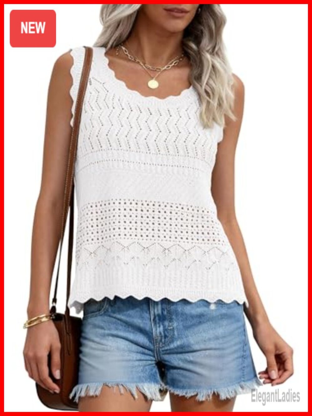 Crochet Knit Tank Top Sleeveless Vest Boho Summer Layering Top